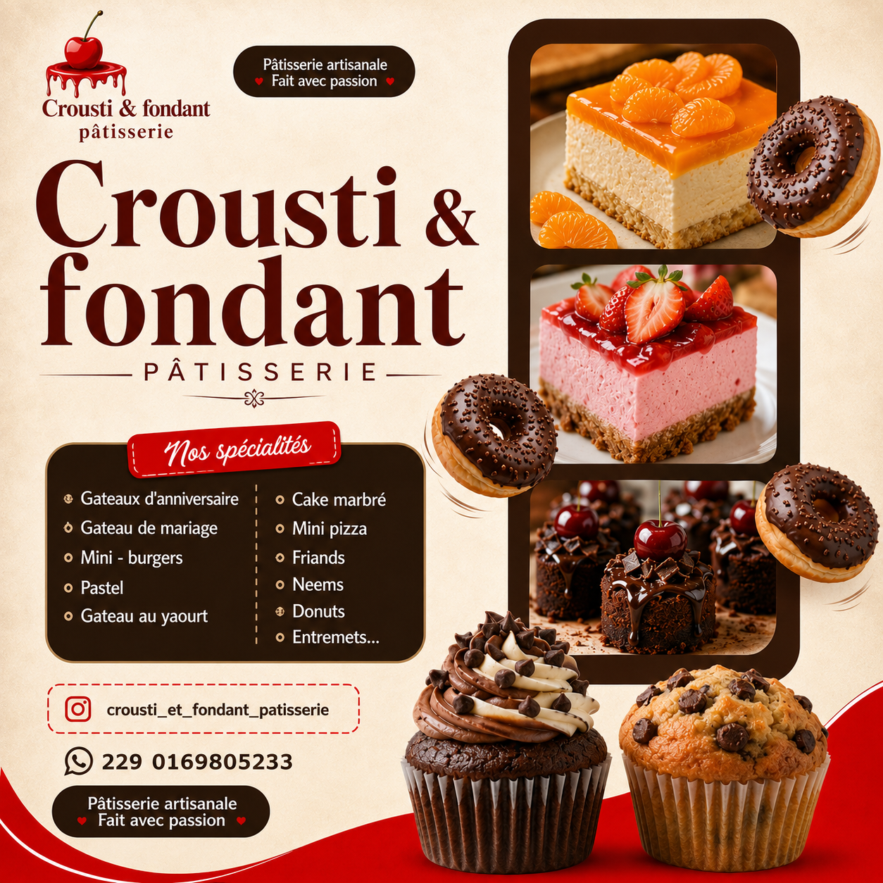 Visuel de présentation de gâteaux et pâtisserie premium