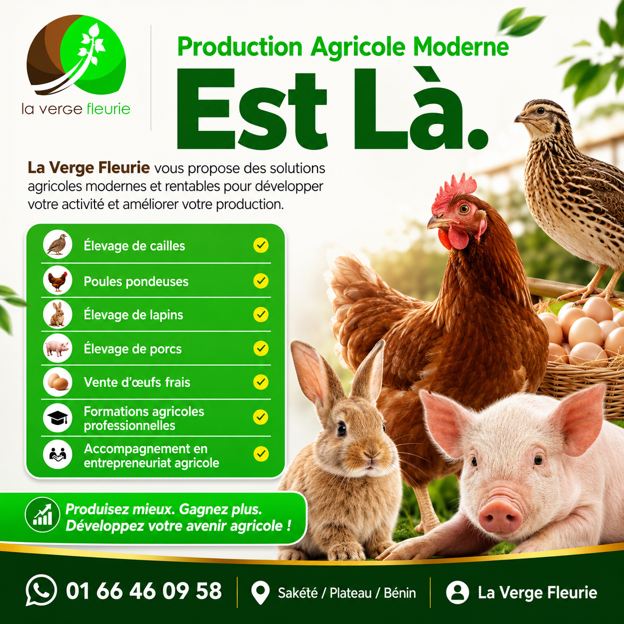 Affiche publicitaire élevage et agriculture par IA
