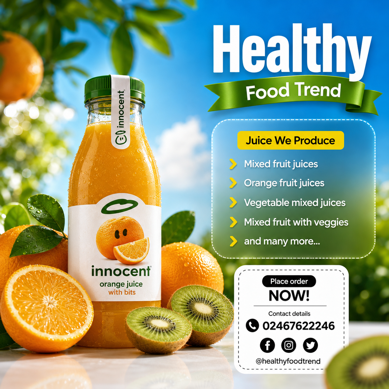 Design de bouteille et packaging de jus de fruits